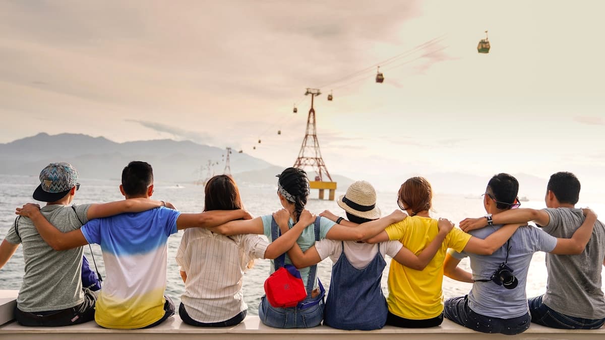 Friends sharing a relaxed moment outdoors